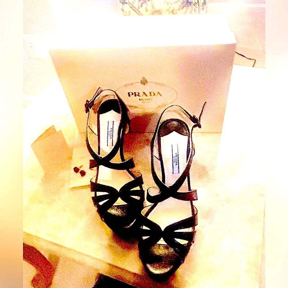 Prada  ⭐️Black Strappy Patent leather Heels 7.5 - Picture 2 of 16